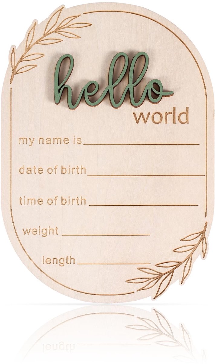 Dailygoods - Houten Baby Aankondigingsbord, 15x10.5cm Geboorte Naambord voor Baby’s