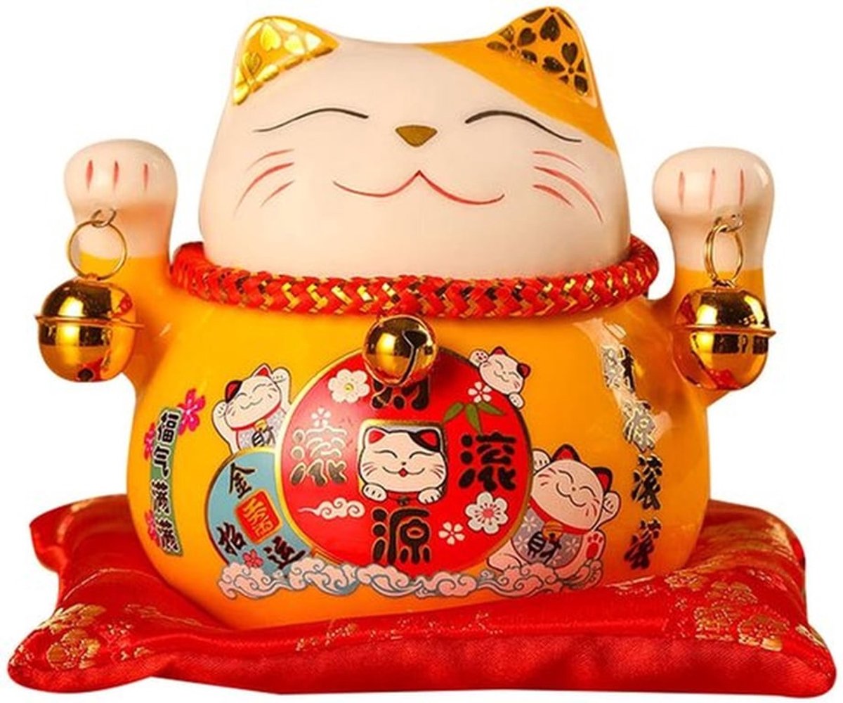 Spaarpot Gelukkige Kat - Keramische Gelddoekpot - Kinderen - Decoratie - Geldbesparing - Ongeveer 11.43cm