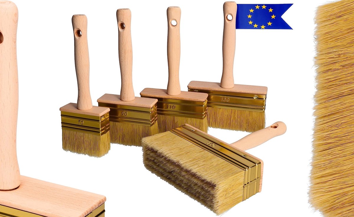 Dailygoods - Set van 5 Verfkwasten met Natuurlijke Haren voor Diverse Oppervlakken