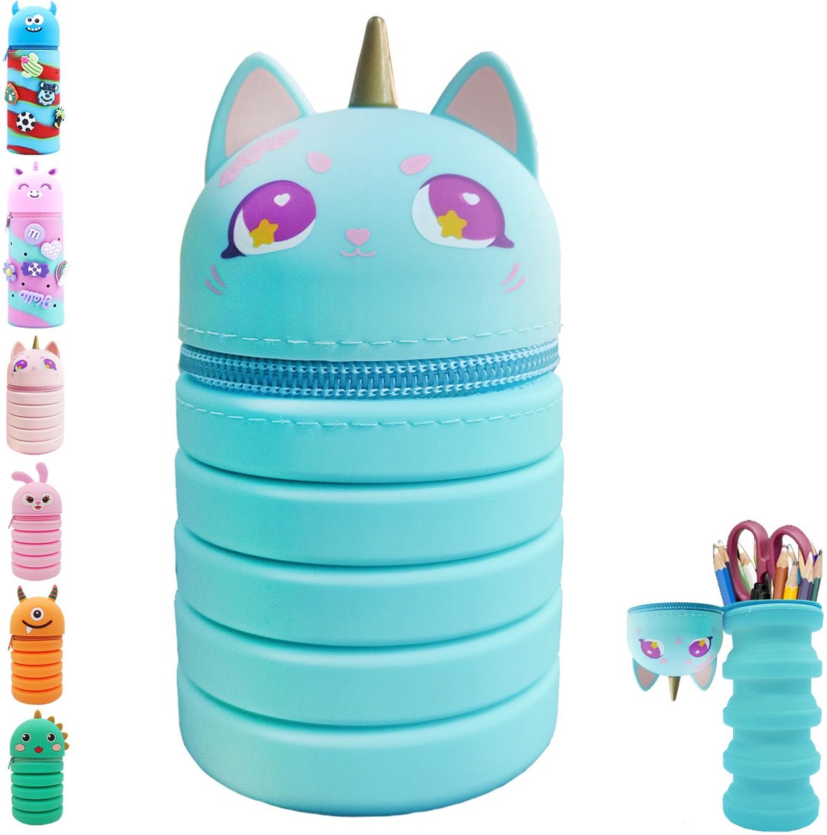 Dailygoods - Etui klein - Kawaii pennenetui - Perfect voor school - Roze - Telescopisch etui - Geschikt voor jongens en meisjes - Cadeau voor de eerst...