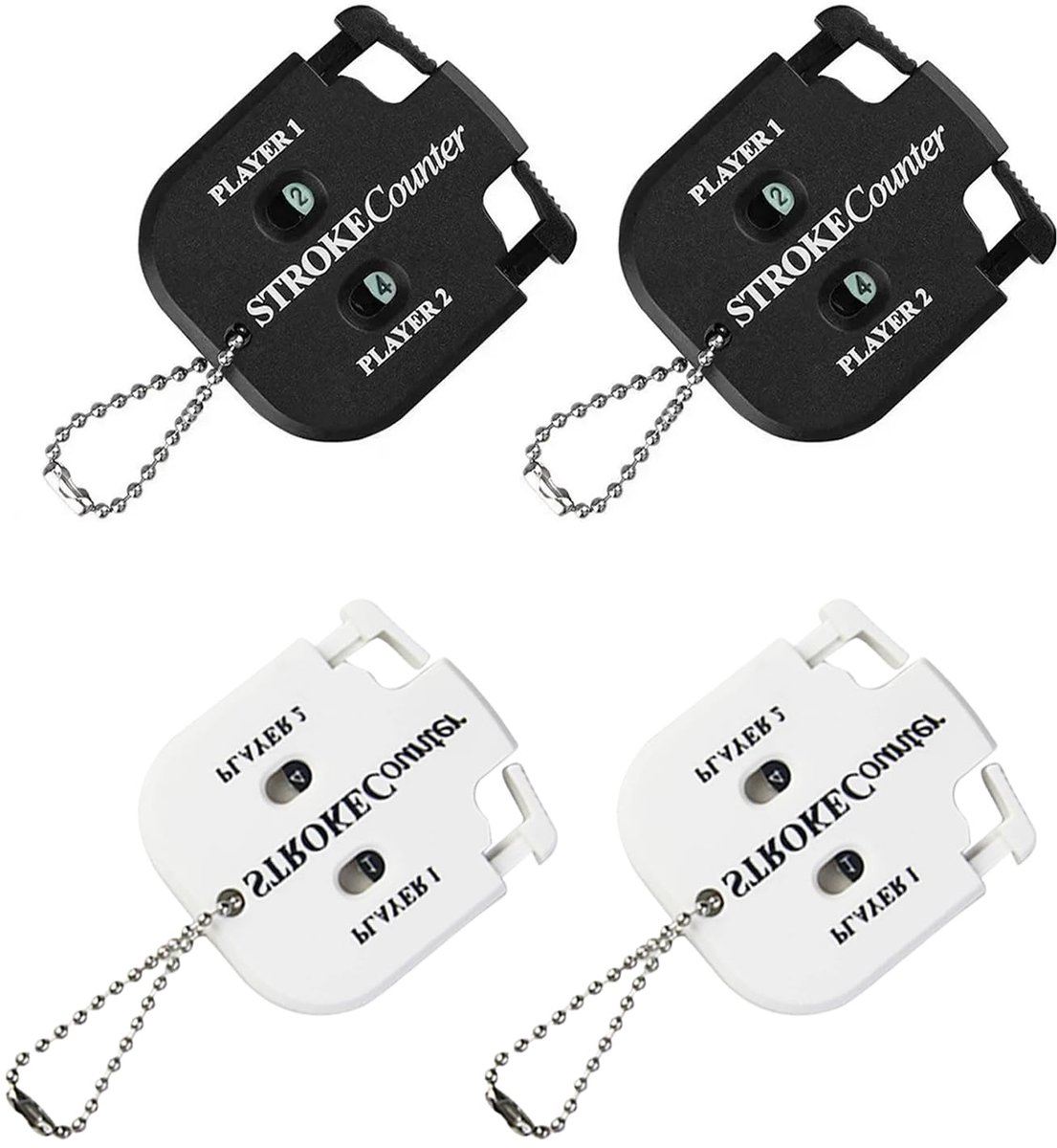 Dailygoods - 4 Stuks Golf Scoretellers met Sleutelketting - Draagbare Handteller