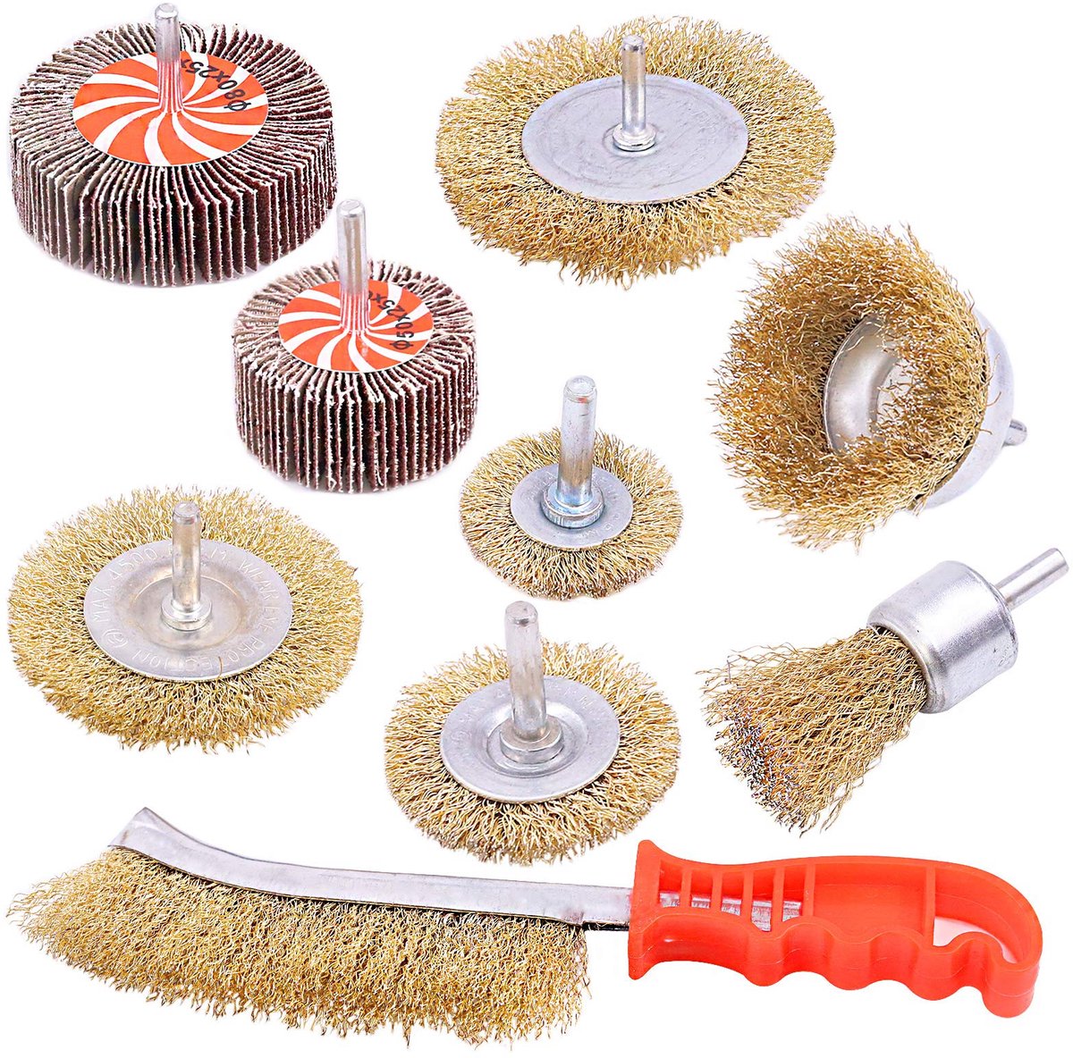 Dailygoods - 9 Stuks Messing Gecoate Draadborstelset - Voor Gladmaken en Reiniging