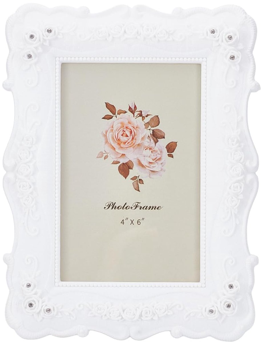 Dailygoods - Witte Vintage Fotolijst 15 x 20 cm van Kunsthars voor Tafel en Muurdecoratie