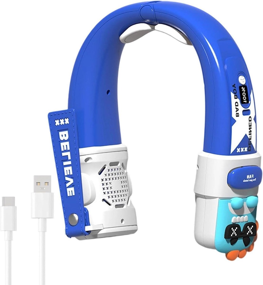 Persoonlijke Nek Ventilator - Draagbare Airco - Buitenactiviteiten - Buigzaam Ergonomisch Ontwerp - 23.1 x 7.6 x 23.1 cm - Blauw