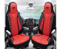 Premium Camper stoelhoezen voor Carado T 135 DPL502 in Zwart/Rood (2 losse stoelen)