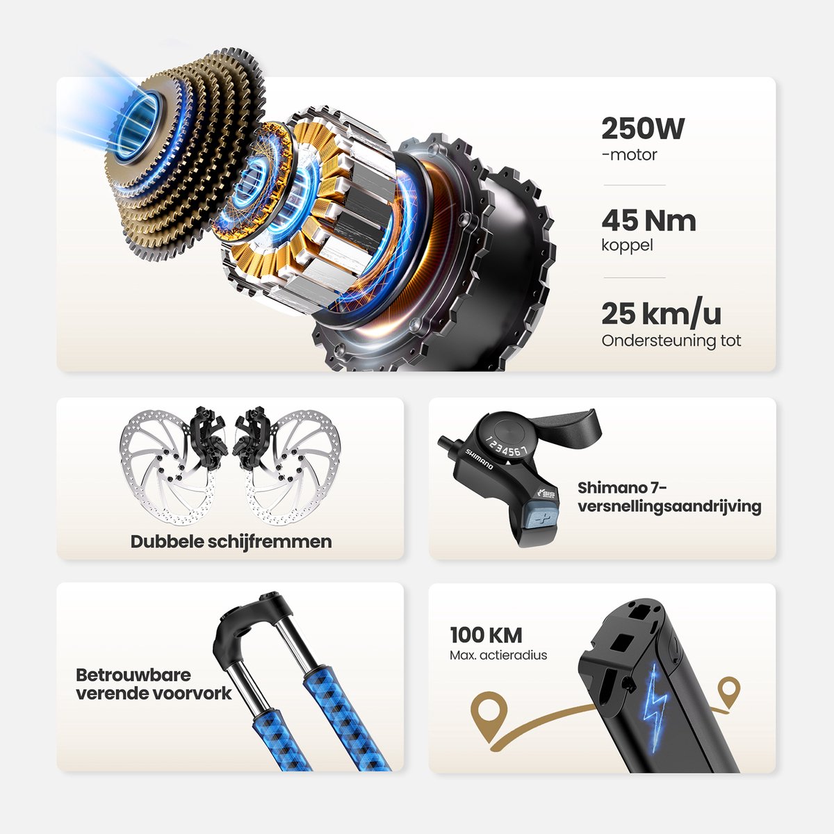 Touroll J2 ST Elektrische Fiets Stap-in 100KM Actieradius 250W 45Nm E-Bike 26 inch Afneembare Accu 561,6Wh Shimano 7 Versnellingen Dames Stadsfiets Laag Instap Woonwerk Vrouwen Senioren Voorvering Schijfremmen 120kg J1 ST Upgrade 2026Nieuw Cadeau Tip thumbnail 6