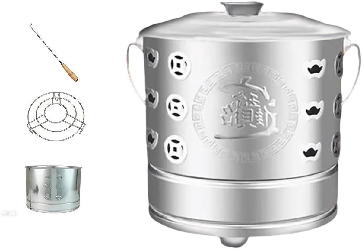 Afvalverbranding container - Tuinoven - Tuinafval verwerken - Roestvrij staal - 475 cm - Zilver
