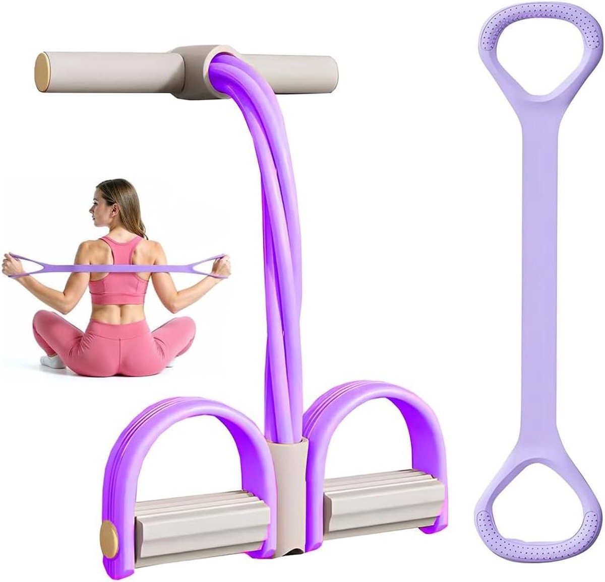 Buikspiertrainer Elastisch - Hometrainer Weerstandsband - Full Body Workout - Antislip Handgrepen - 25.6 x 18.8 x 6 cm