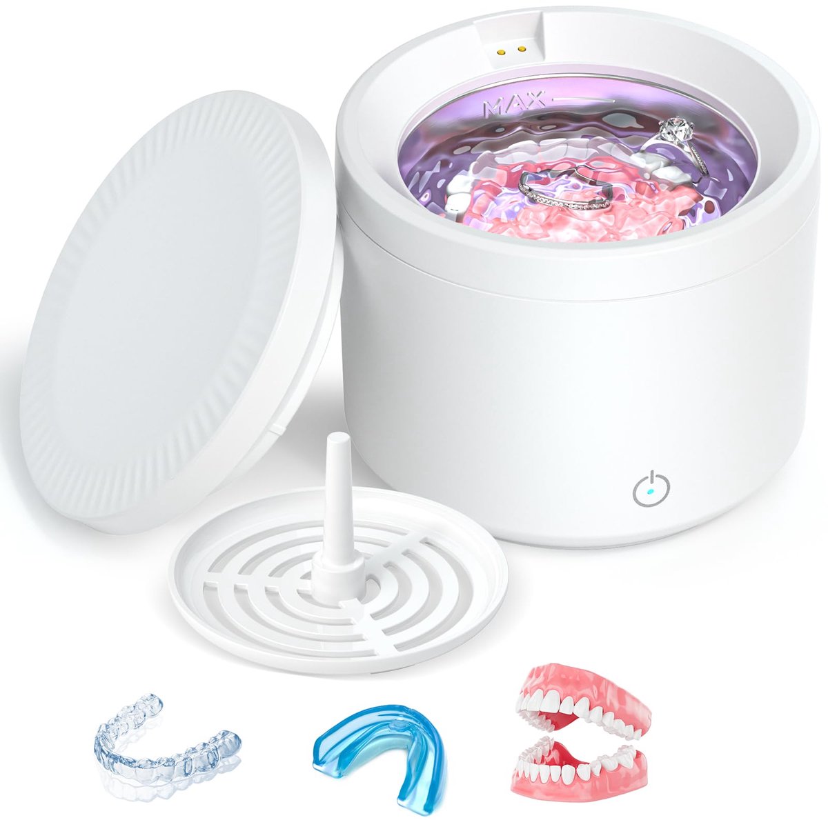 SnelShoppen - Ultrasonic Reiniger 200ml - 48000Hz Ultrasoon Schoonmaken 24W met UV-Lamp voor Kunstgebitten, Beugels, Invisalign & Sieraden