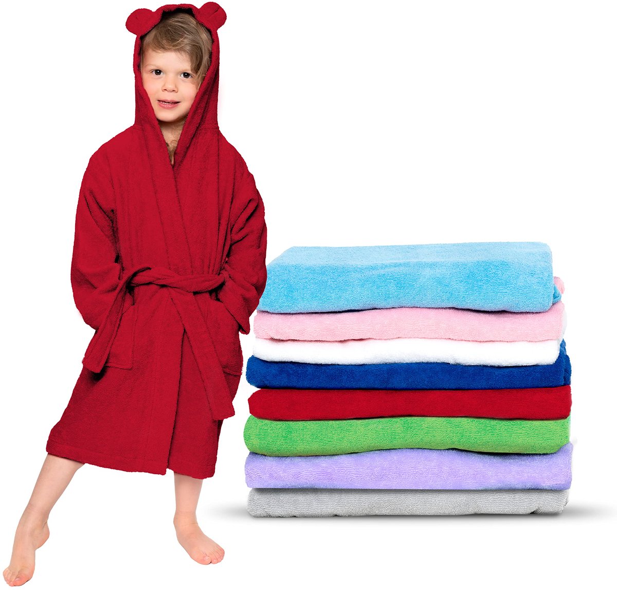 SnelShoppen - Badjas Kinderen - Zacht en Donzig Microvezel - 100% Polyester - OEKO-TEX® Gecertificeerd - Ideaal voor Thuis, Zwembad en Kamperen