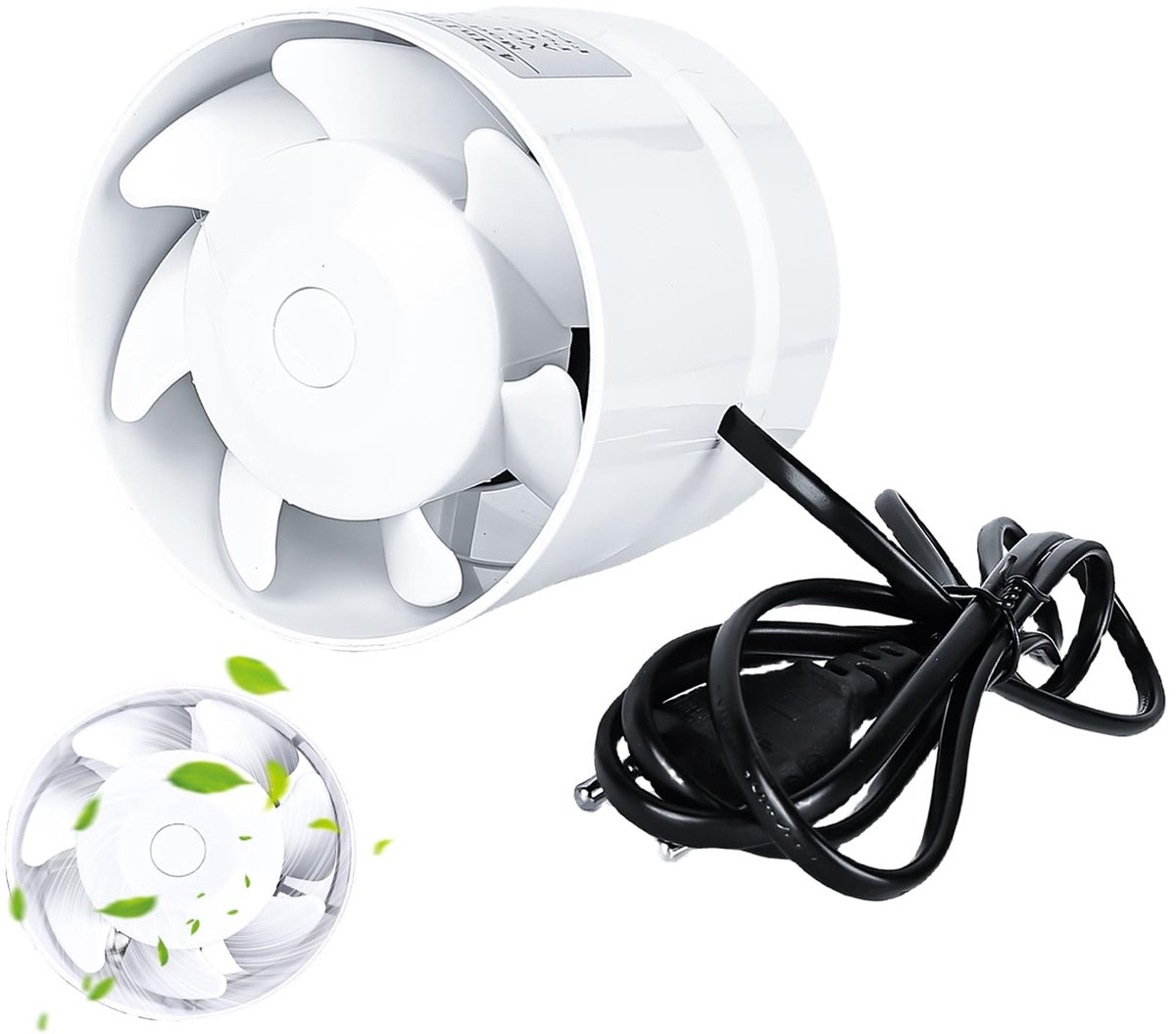 SnelShoppen - 100mm Buisvormige Ventilator Wit - Hoge Kwaliteit Stille Ventilator voor Badkamer, Toilet, Keuken, Kas, Tent en Garage