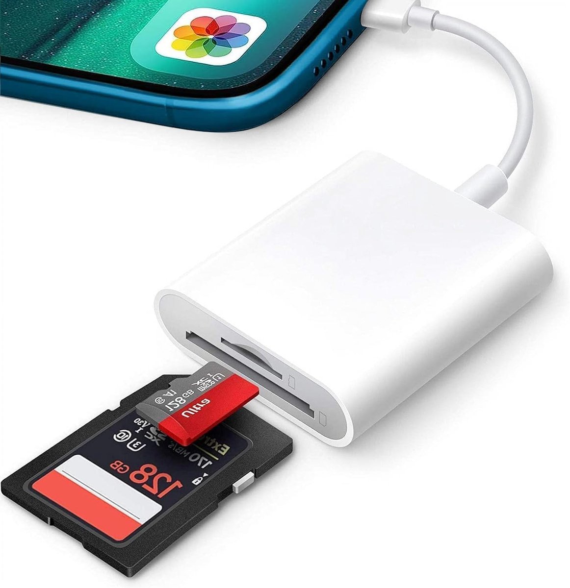 Dailygoods - 2 in 1 SD Kaartlezer voor iPhone - Micro SD/TF Dual Slot
