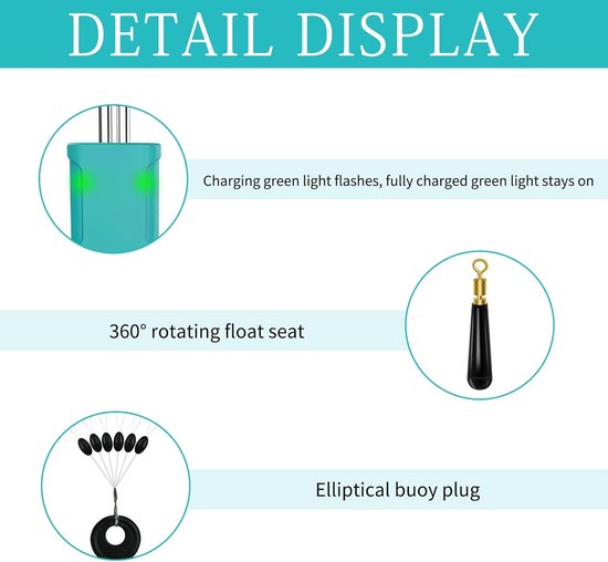 Thijox - Visdobbers 4 Stuks LED-Dobbers Set met Zwaartekrachtsensor voor Dobbervissen, Visaccessoires voor Verschillende Visgroottes, Ideaal voor Heng van Thijox — afbeelding 3