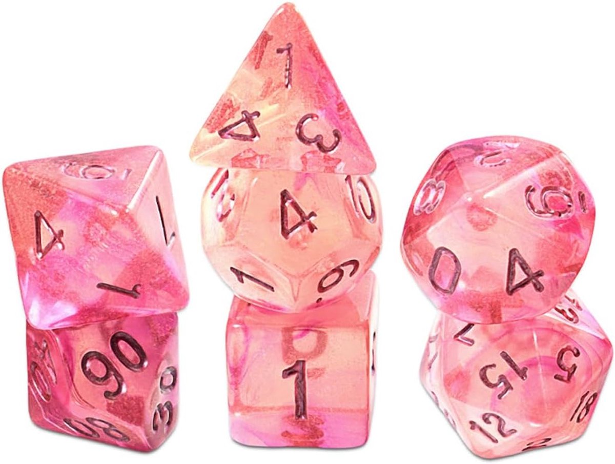 SnelShoppen - 7 Polyhedrale Dobbelstenen Set voor Rollenspellen - Kleurrijke Acryl Dobbelstenen voor Dungeons & Dragons - Waterdicht en Duurzaam - Per