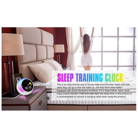 Digitaal Weerstation - Kinderwekker Slaaptrainer - Kinderen Leren Klokkijken - Met Wake-up Light - One Size - One Color — afbeelding 5