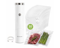 Vacumeermachine - Inclusief 30 Vacumeerzakkken - Draadloos - Seal Apparaat - Vacuum Sealer - Voedsel Vacumeren - Wit