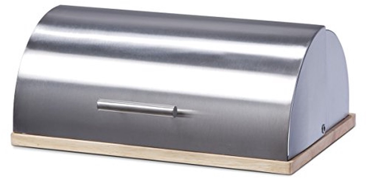 Broodtrommel Roestvrij Staal - Voorraadbak Keuken - Brood Vers Houden - Ventilatie Achterkant - 39.5x28x16 cm - Zilver