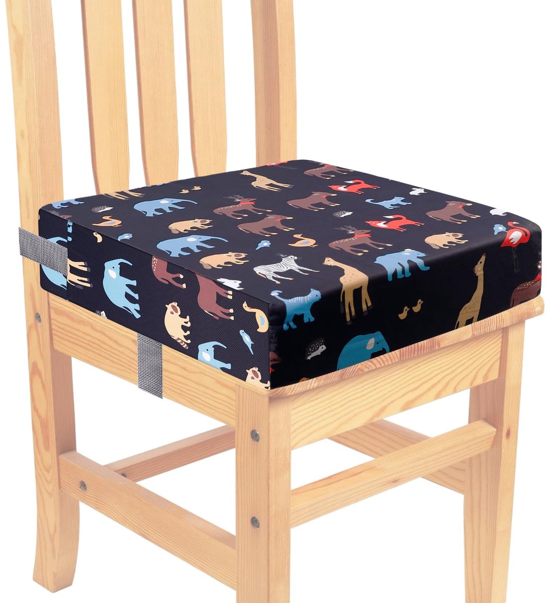 SnelShoppen - Zitverhoging voor Kinderen - Cartoon TafelKussen 32x32x8 cm - Veiligheidsgordels - Zwart - Perfect voor Feest, Camping, Tuin en Verjaard