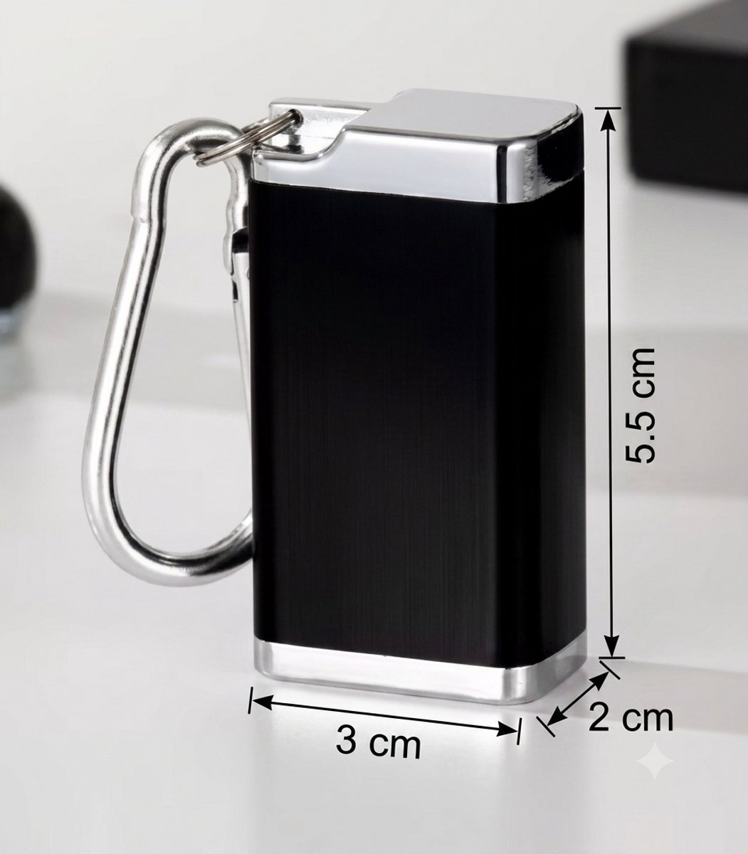 Draagbare Asbak Sleutelhanger - Pocket Asbak - Mini Ashtray - Metalen Portable Asbakje - Pocket Reis Asbak Zwart met Deksel