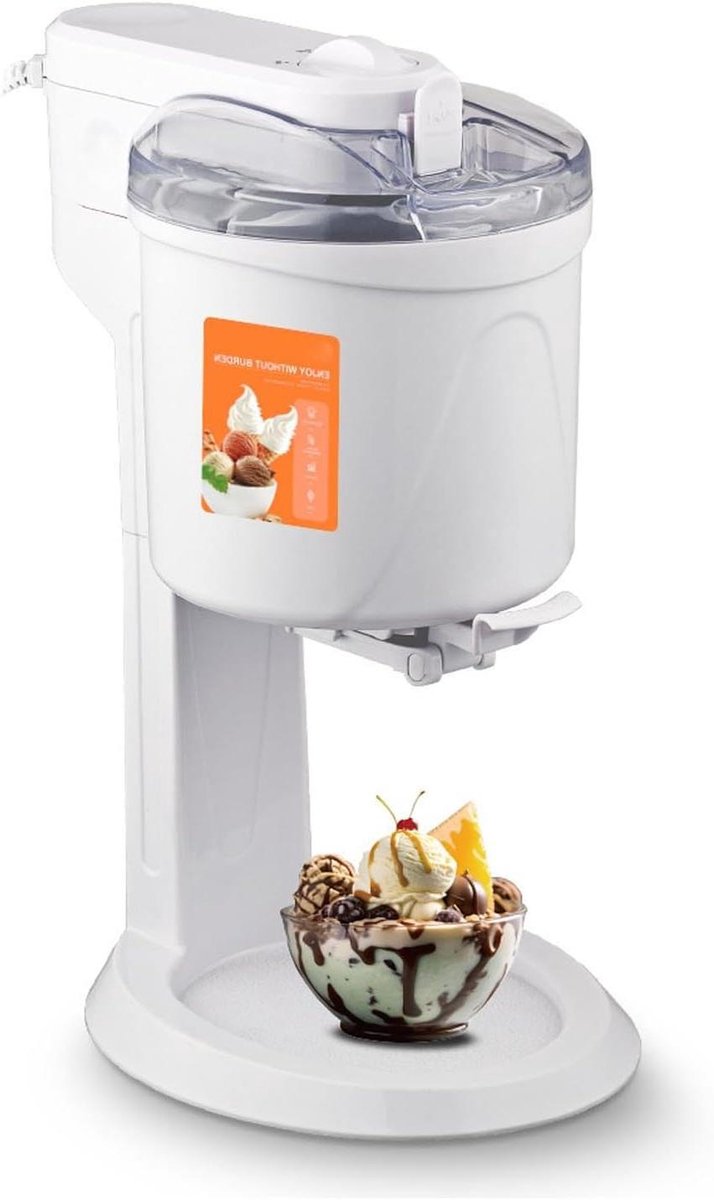 Automatische Ijsmachine - Yoghurtmaker Sorbetmaker - Thuis Dessert Maken - Geluidsarme Technologie - 1 Liter - Wit