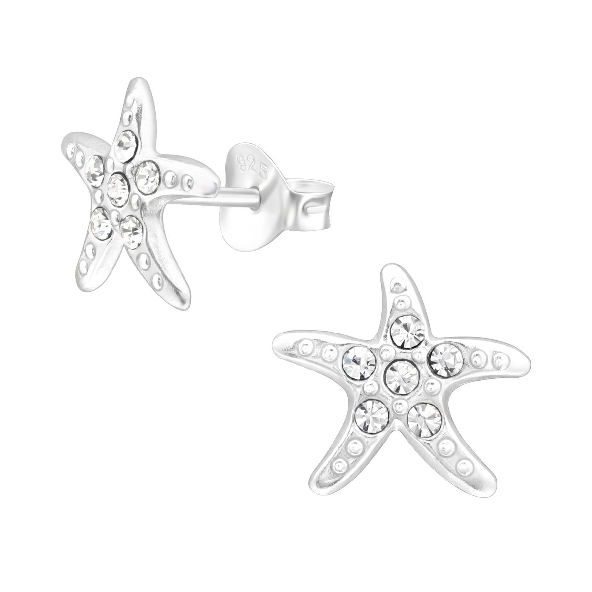 Oorbellen meisje zeester - zilver - kristal