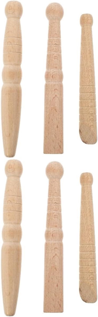 Massage Set - Scraping Board Massage Sticks - Ontspanning en Welzijn - Natuurlijk Hout - 14.4 cm - Houtkleur