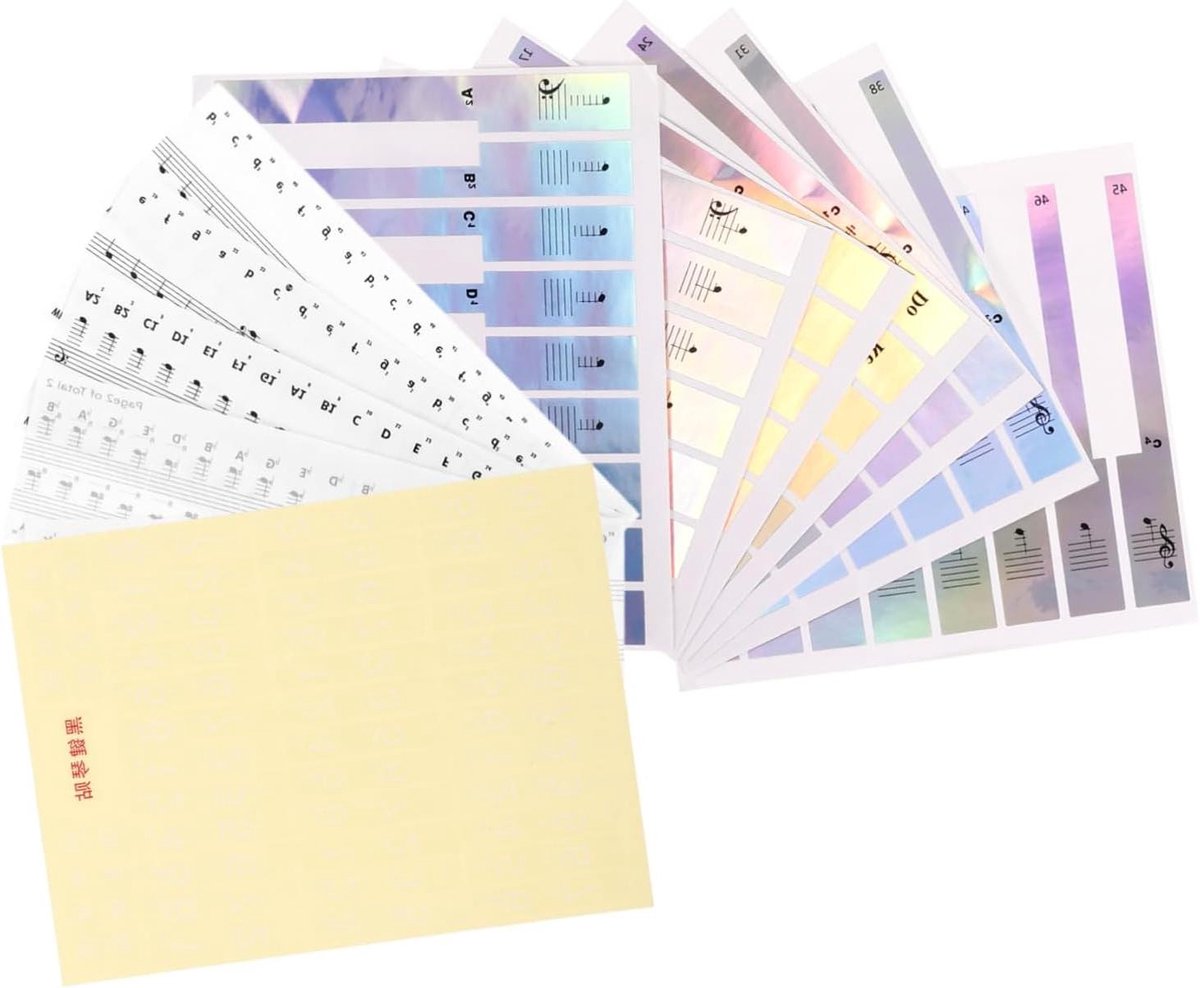 Pianotoetsenbord Stickers - Piano Labels - Muziek Leren - Makkelijk Verwijderbaar - 17 x 14 cm - Wit