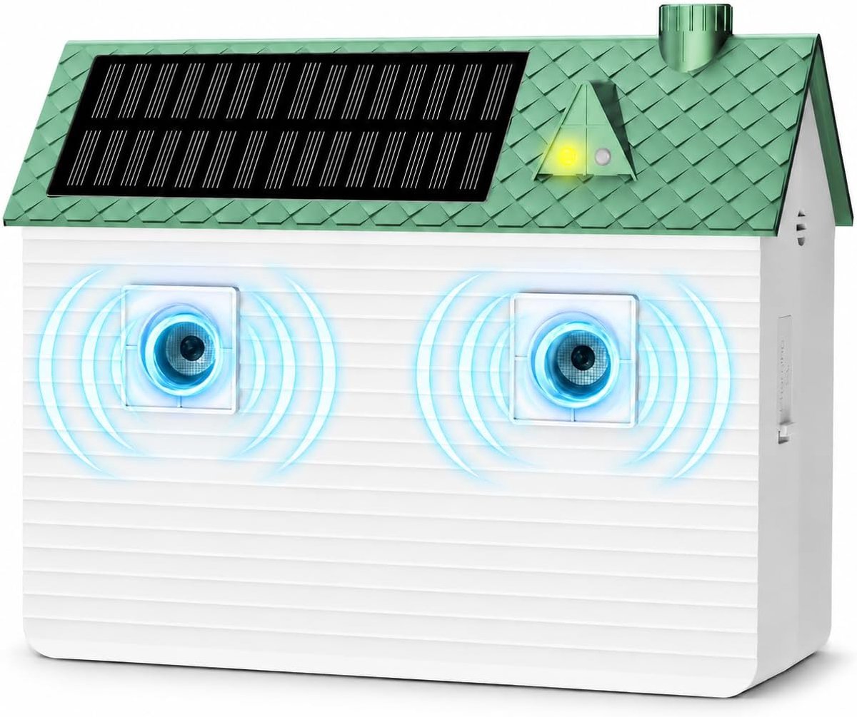 Ultrasoon blafcontroleapparaat op zonne-energie voor uw eigen hond – gecertificeerd diervriendelijk trainingshulpmiddel, ultrasoon met dubbele frequentie en een detectiebereik van 15 meter, 3 instelbare frequenties