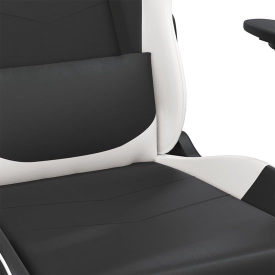 Gaming Stoel - Computer Stoel TV Stoel - Comfortabel Zitten - Verstelbare Rugleuning Voetensteun - 1 stuk - Zwart Wit — afbeelding 3