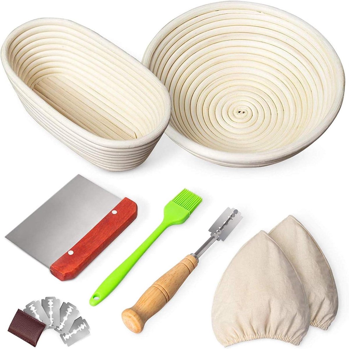 Rijsmandjes Brood Maken - Banneton manden - Zuurdesem Brood Bakken - Natuurlijk Rotan Materiaal - 22 en 25 cm