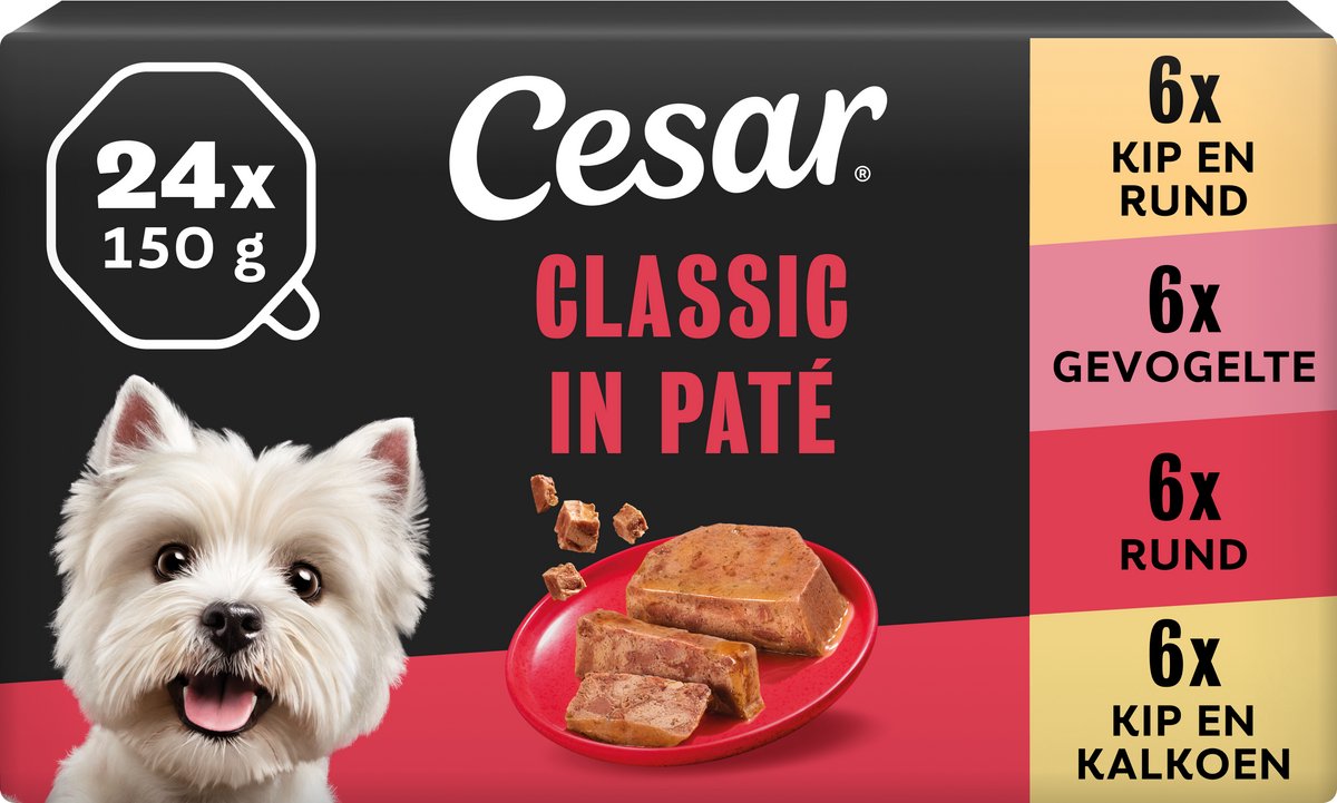 Cesar Cesar Hondenvoer - Classic Mix in Paté - Kuipjes - 24x150g