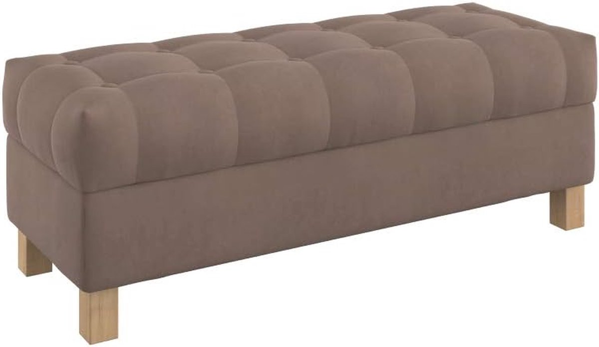 Opbergbank - Voetenbank Zitbankje - Woonkamer Inrichting - Knooptufting Design - 120 cm breed - Bruin