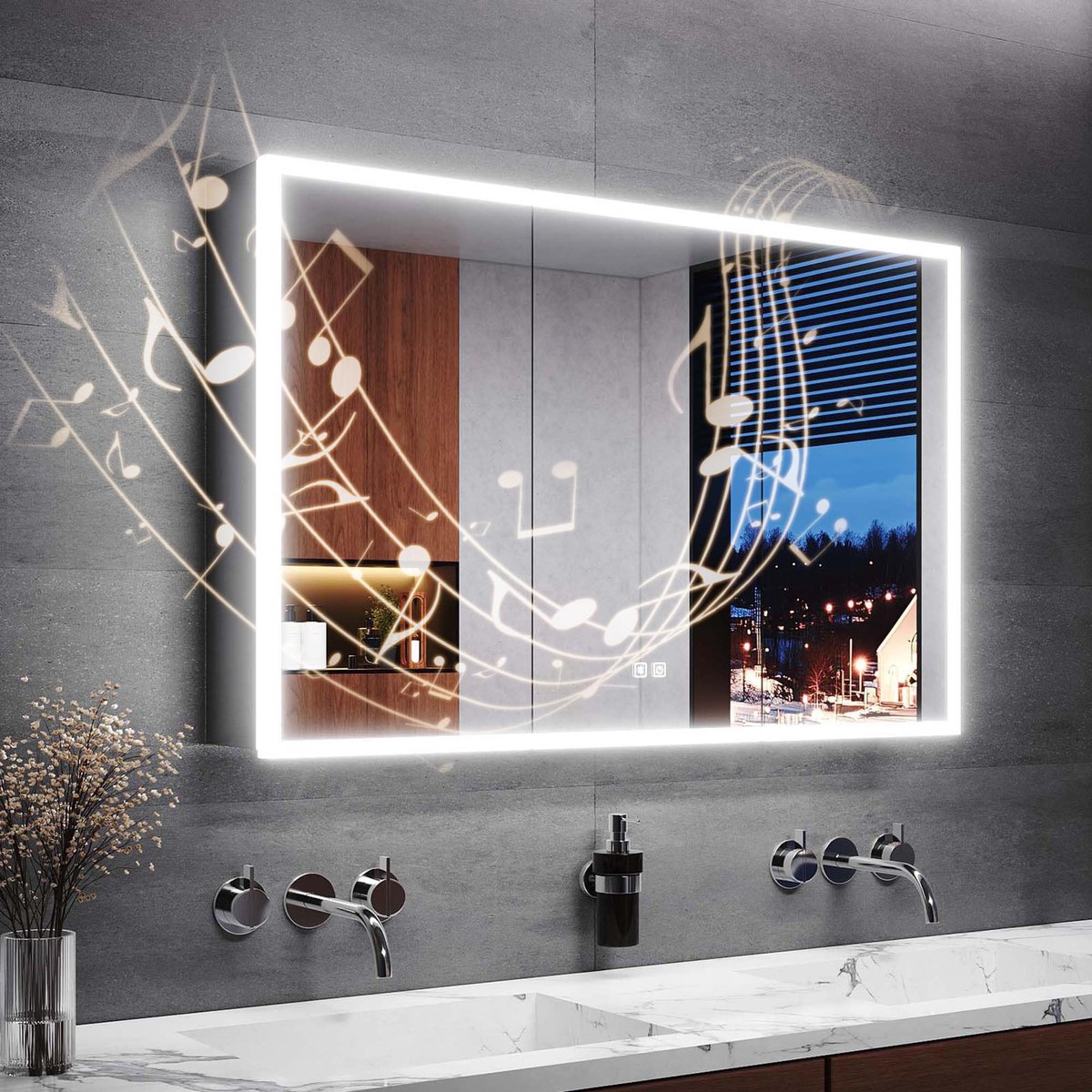 SnelShoppen - Spiegelkast Bad met Verlichting en Stopcontact - 100x65x13cm Roestvrij Staal - 3 Instelbare Lichtkleuren - Aanraak Sensor Schakelaar - B