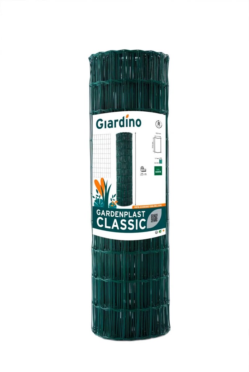 Giardino Tuingaas geplastificeerd groen 0,81 m x 25 m | rechthoekige mazen 10 x 5 cm