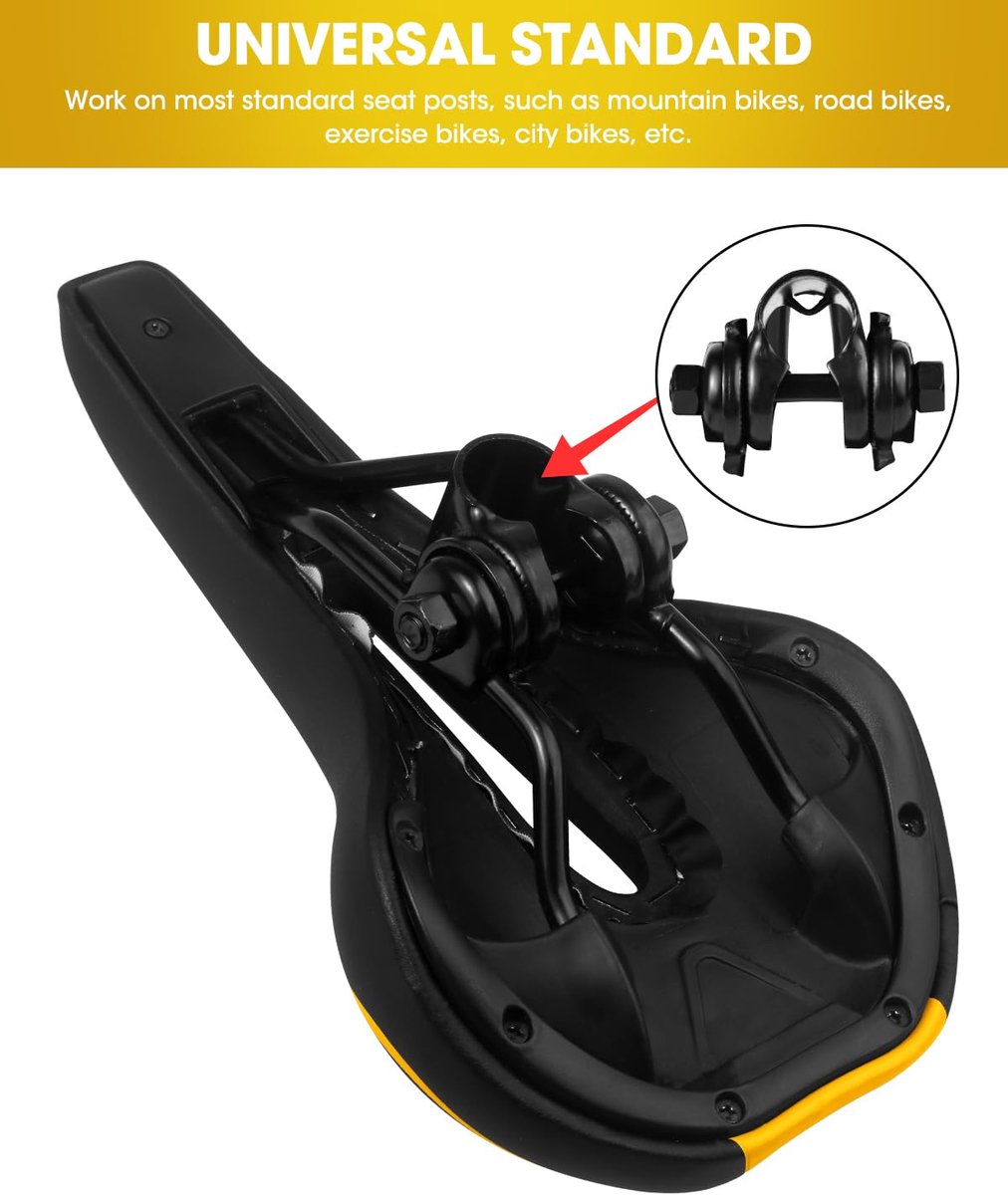 SnelShoppen - Ergonomisch Fietszadel met Gel en Traagschuim, Comfortabel Hol Zadel voor Stadsfiets, MTB en Trekking, Universeel voor Dames, Heren en K