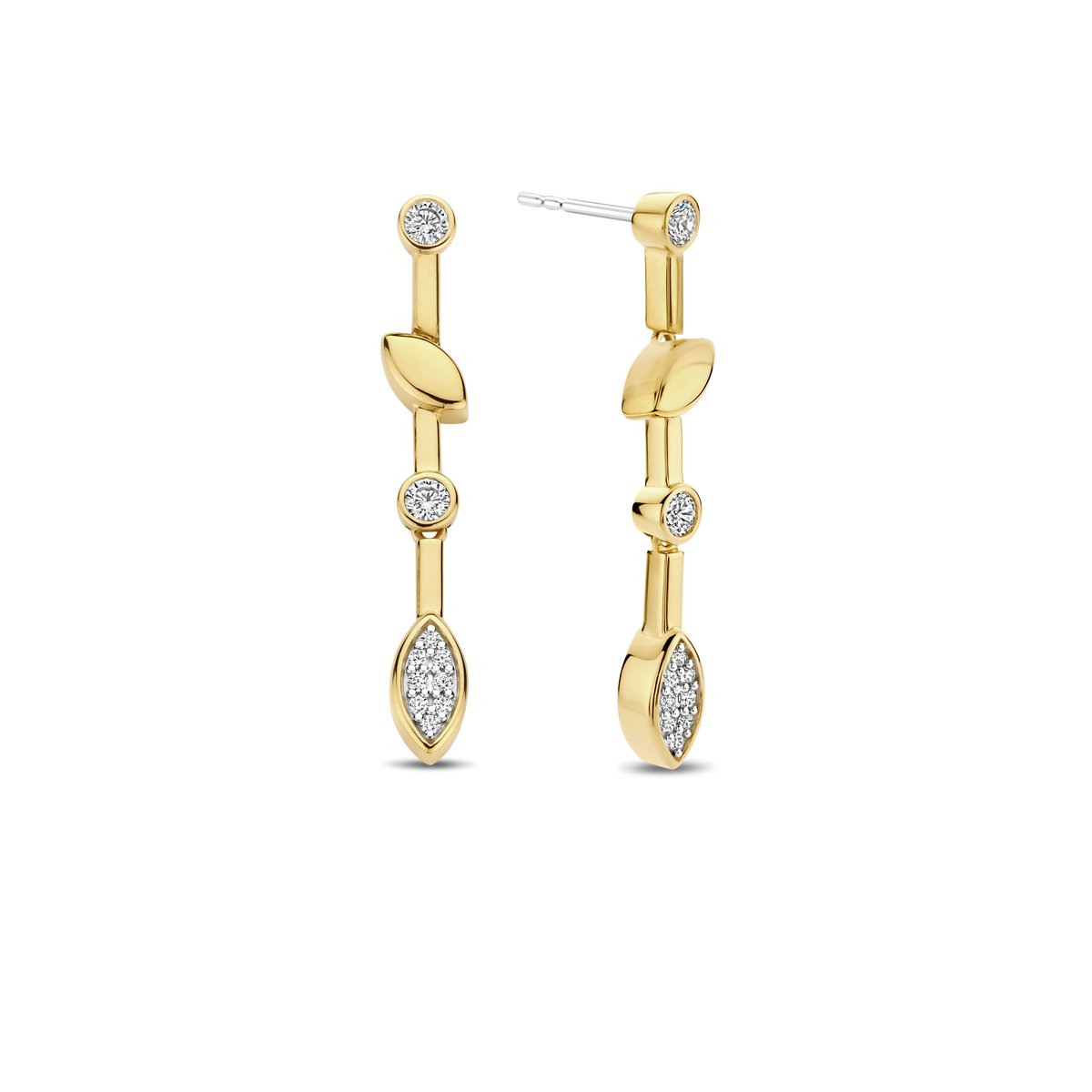 TI SENTO Dames Oorbellen - 925 zilver - Zirkonia met geel verguld - 7988ZY