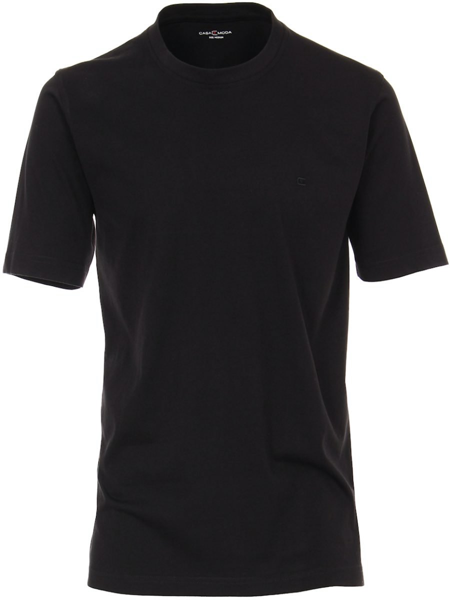 Casa Moda Basis T-shirt Katoen Ronde hals Zwart 2-Pack - 3XL