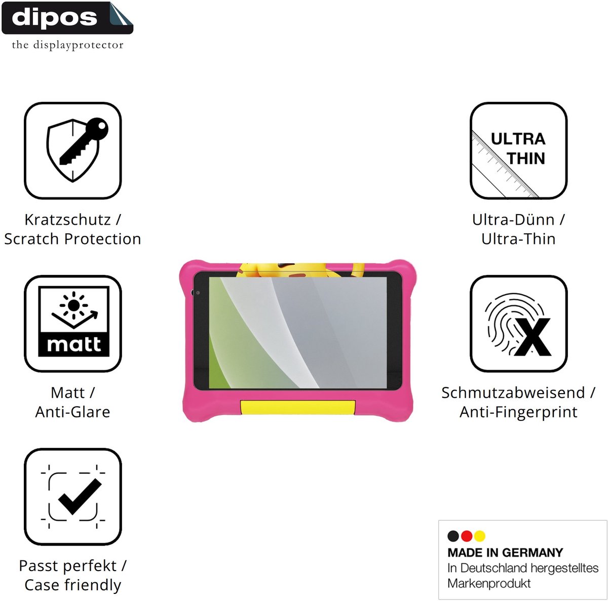 dipos – 2x Matte Beschermfolie geschikt voor Laptok TK707 | Krasbestendige & antireflecterende Screenprotector Ultra-Thin