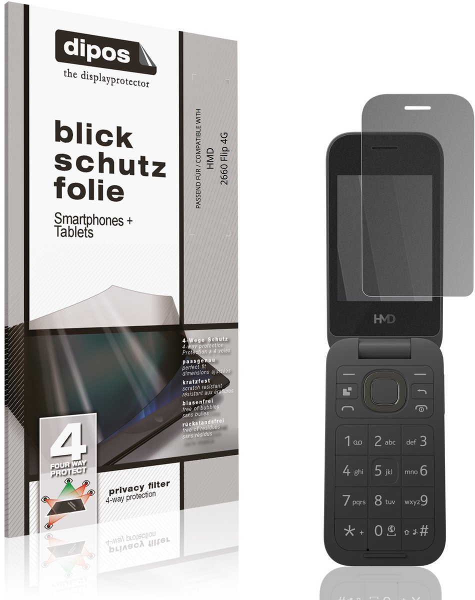 dipos – Matte Privacy Screenprotector geschikt voor HMD 2660 Flip 4G | Anti-Spy Beschermfolie