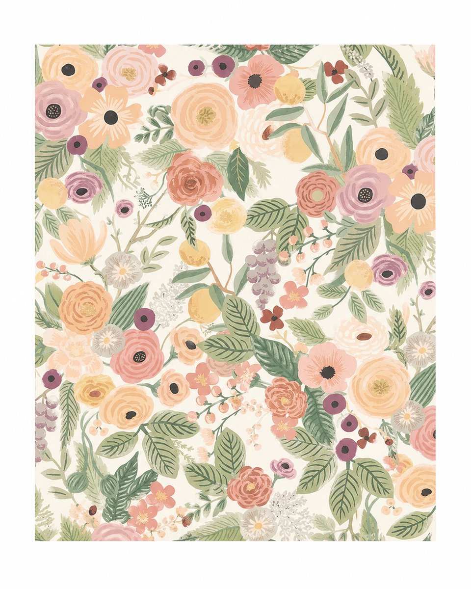 York Wallcoverings Rifle Paper Co. Garden Party Burgundy Behang – RI5122 – Bloemenbehang – Papier – 68,5 x 820 cm – 5,6 m²