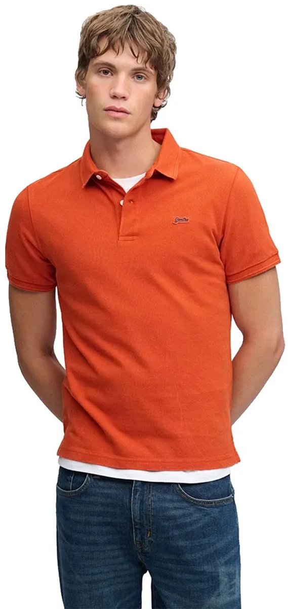 Superdry Classic Pique Korte Mouw Poloshirt S Man Oranje