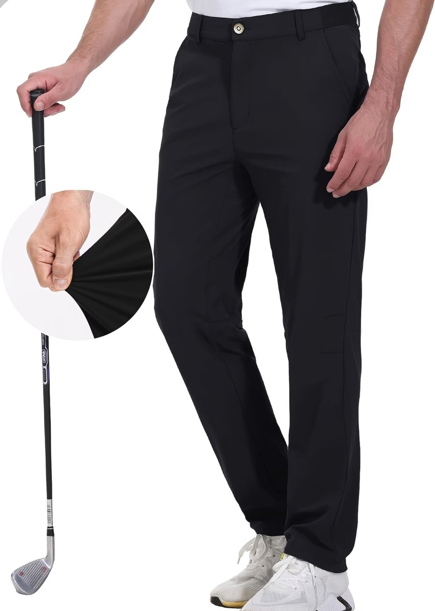 Currero Pantalon Heren Chino Regular Fit Golfbroek Nette Broek Met Elastische Tailleband Volwassenen XXL Zwart