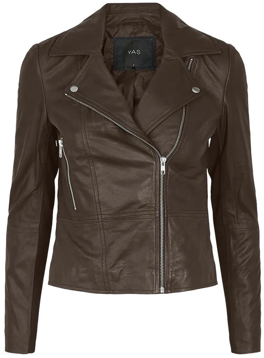 Yas Sophie Leather Jas Bruin XS Vrouw