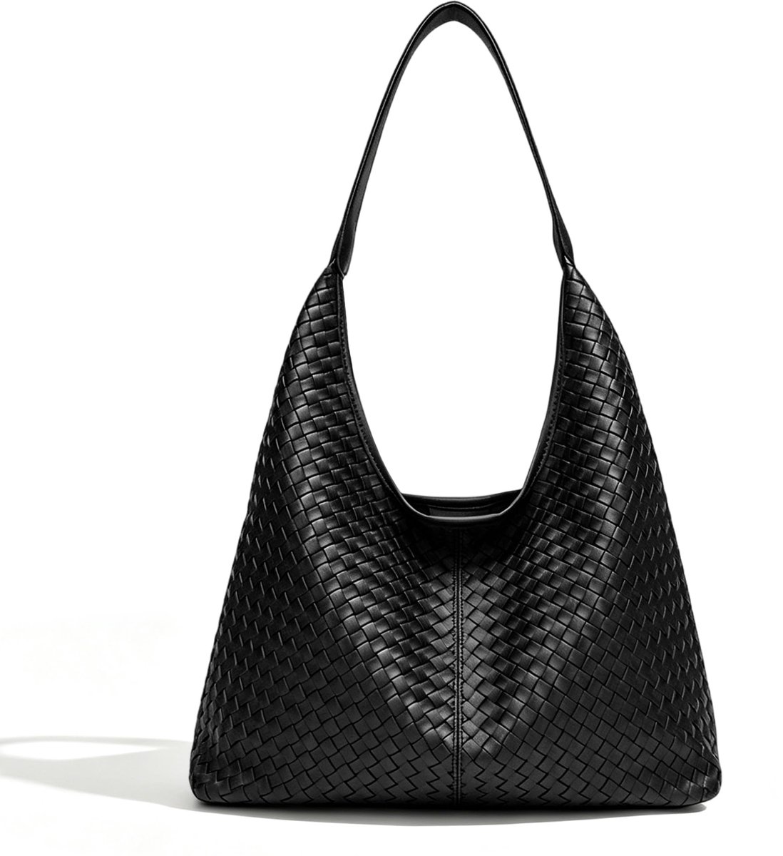 SnelShoppen - Gluckstar Handtas Dames, Middelgroot, Gevlochten PU-Lederlook, Waterdichte Hobo Schoudertas met Verstelbare Riem, Stijlvolle Schoudertas