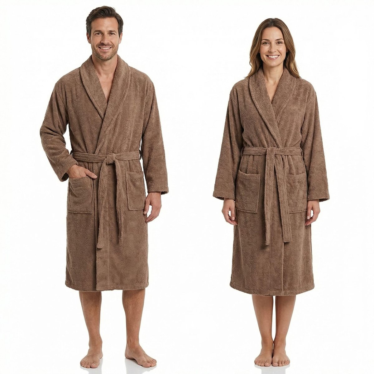 SnelShoppen - Uniseks Badjas 100% Katoen, Oeko-Tex, Zachte Amerikaanse Badstof, 420 g/m², Absorberend, Nutria, XL voor Dames en Heren, Perfect voor Th