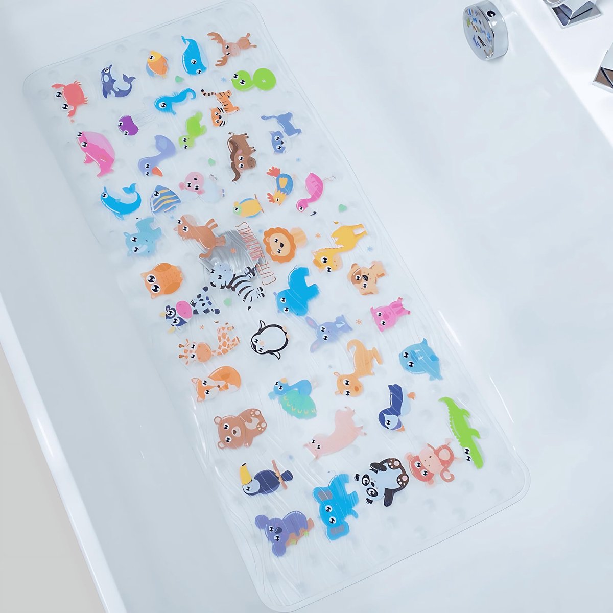 SnelShoppen - ShineCozy Cartoon Antislip Badkuipmat XL 90 x 40 CM - Antislip Douchemat voor Badkuip en Vloer - Veiligheid voor Kinderen en Dieren, Leu
