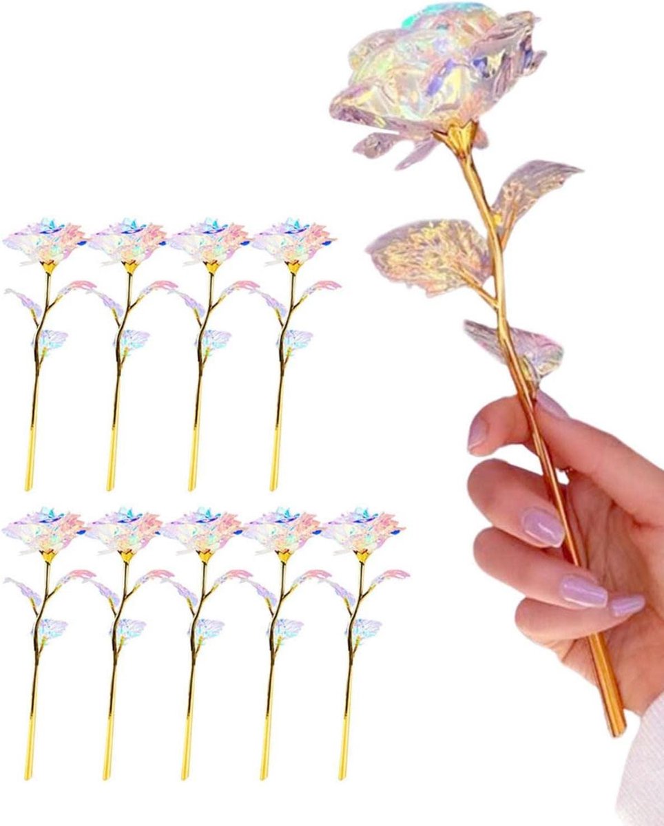 Galaxy Rozen - Kunstbloemen Eeuwige Rozen - Woondecoratie - 24K Verguld - 10 stuks - Goud