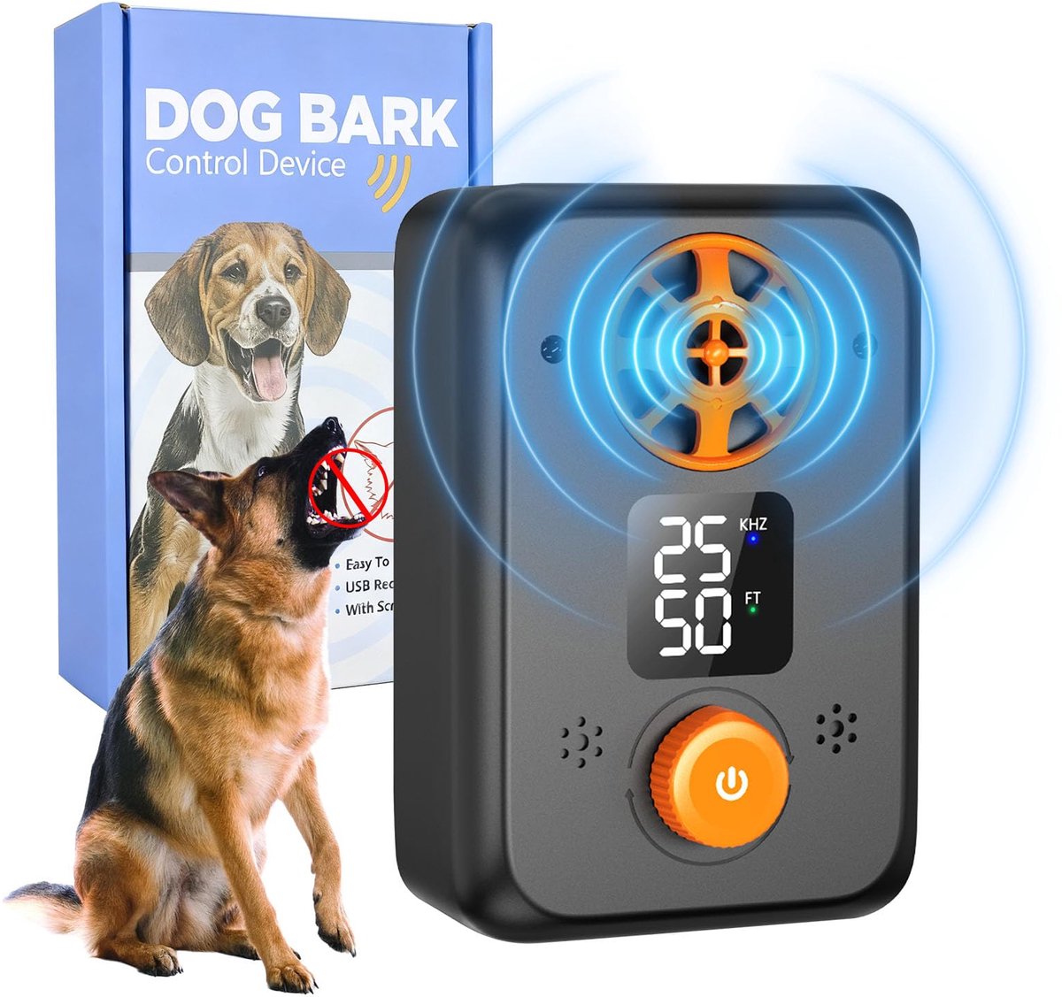 SnelShoppen - Kacylzom Anti Blaf Hond Ultrasoon - Ultrasoon Anti-Blaf Apparaat met 5 Frequenties, 3 Bereiken en Automatische Stop voor Binnen en Buite