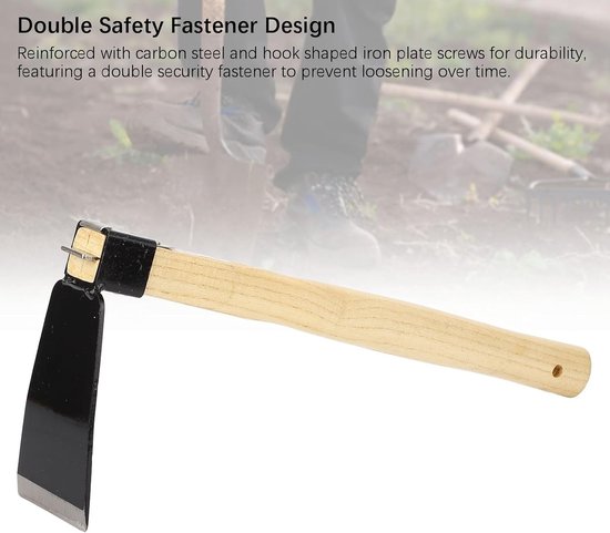 Tuinhaard met Houten Handvat - Schoffel Tuin - Onkruid Wieden - Dubbele Klinknagels - 40 x 17 cm - Niet gespecificeerd — afbeelding 5