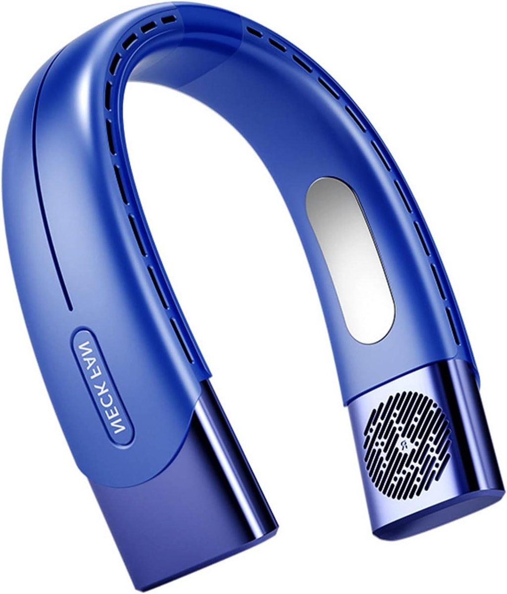 Elektrische Halsventilator - Draagbare Ventilator Bladeloze Fan - Binnen Koelte - Mesloos Ontwerp - 192*175*60mm - Blauw